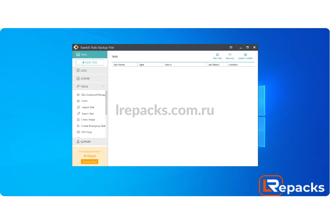 Добро пожаловать в EaseUS Todo Backup