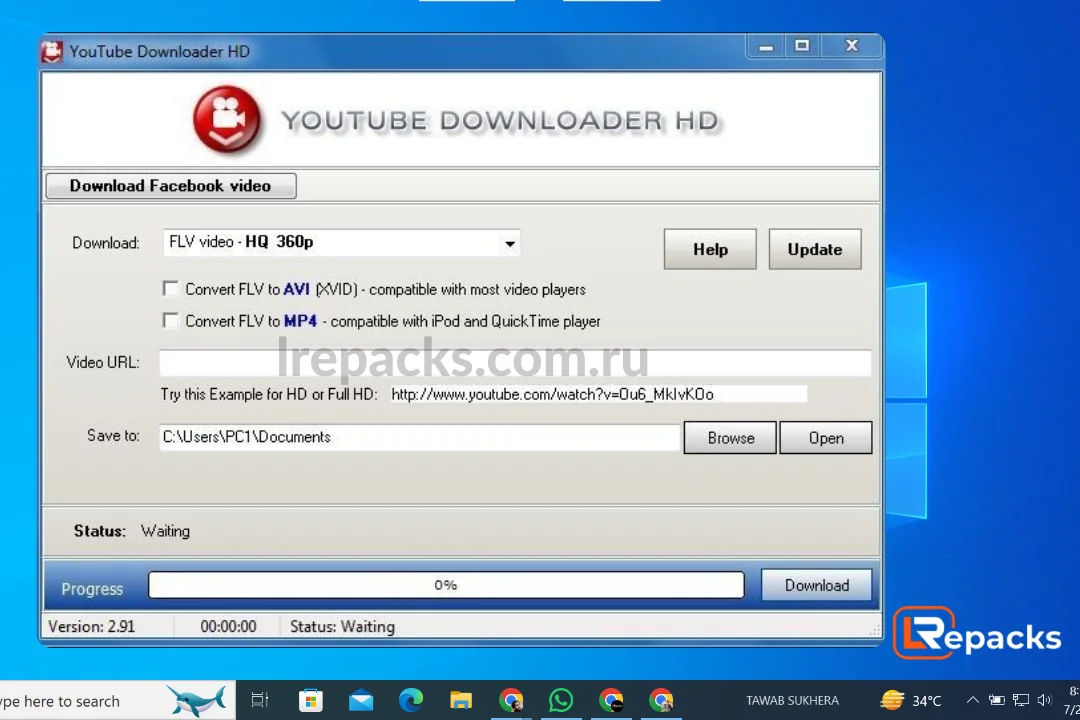 интерфейс Youtube Downloader HD