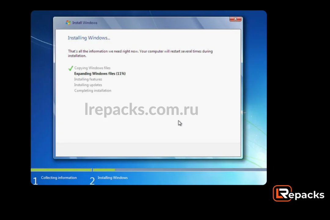 Пришло время расслабиться и позволить Windows 7 ISO установиться на ваш компьютер.