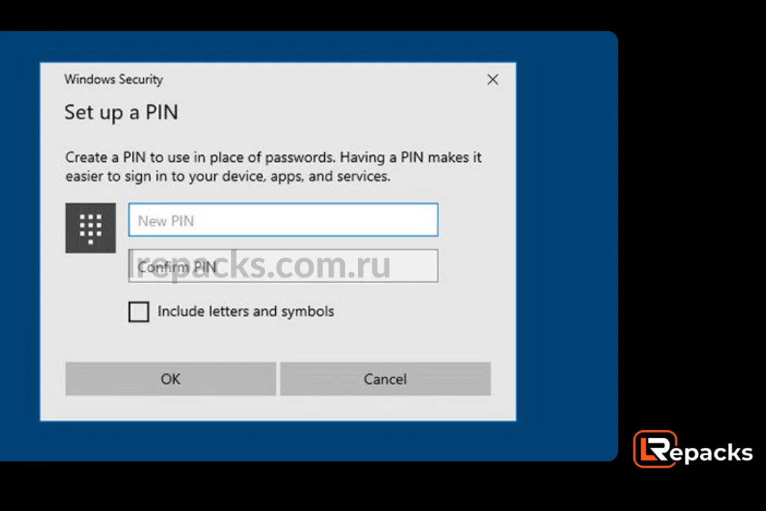 Windows попросит вас создать PIN-код. Он будет использоваться для входа в систему при каждом запуске вместо пароля учетной записи.