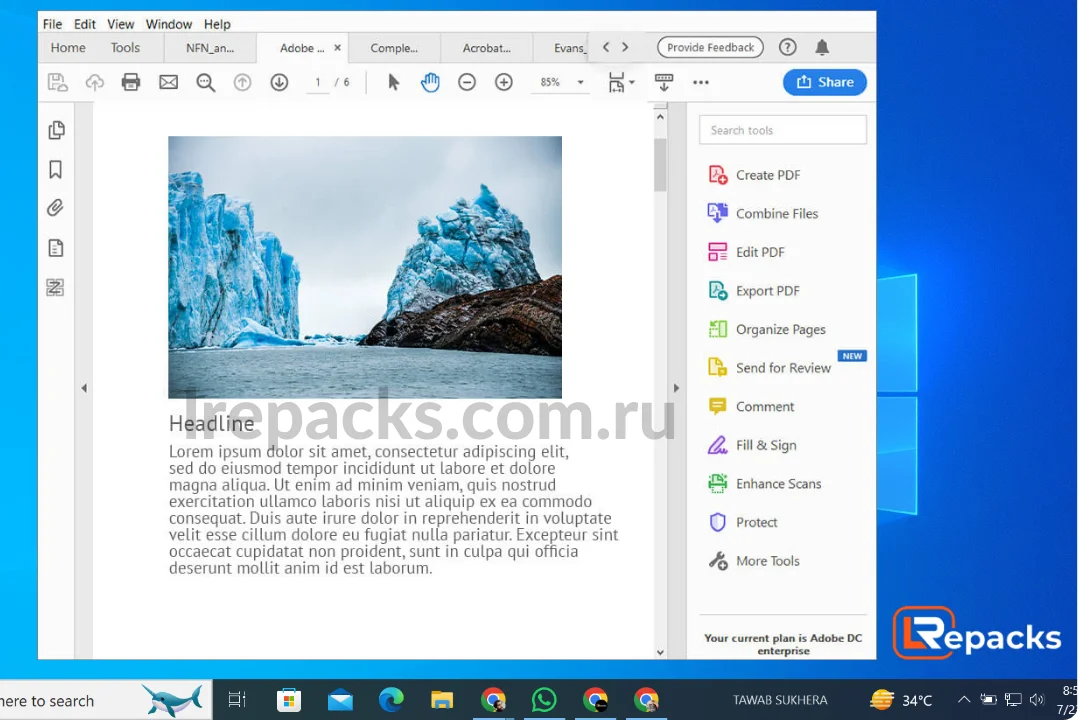 Интерфейс  Adobe Acrobat Pro DC 2024