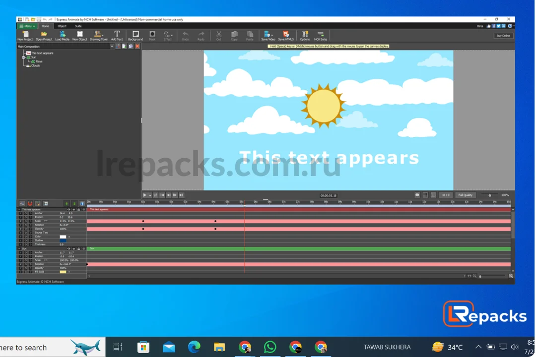 интерфейс NCH Express Animate